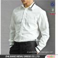 2016 latest contrast collar 100% cotton white long sleeve shirt for men